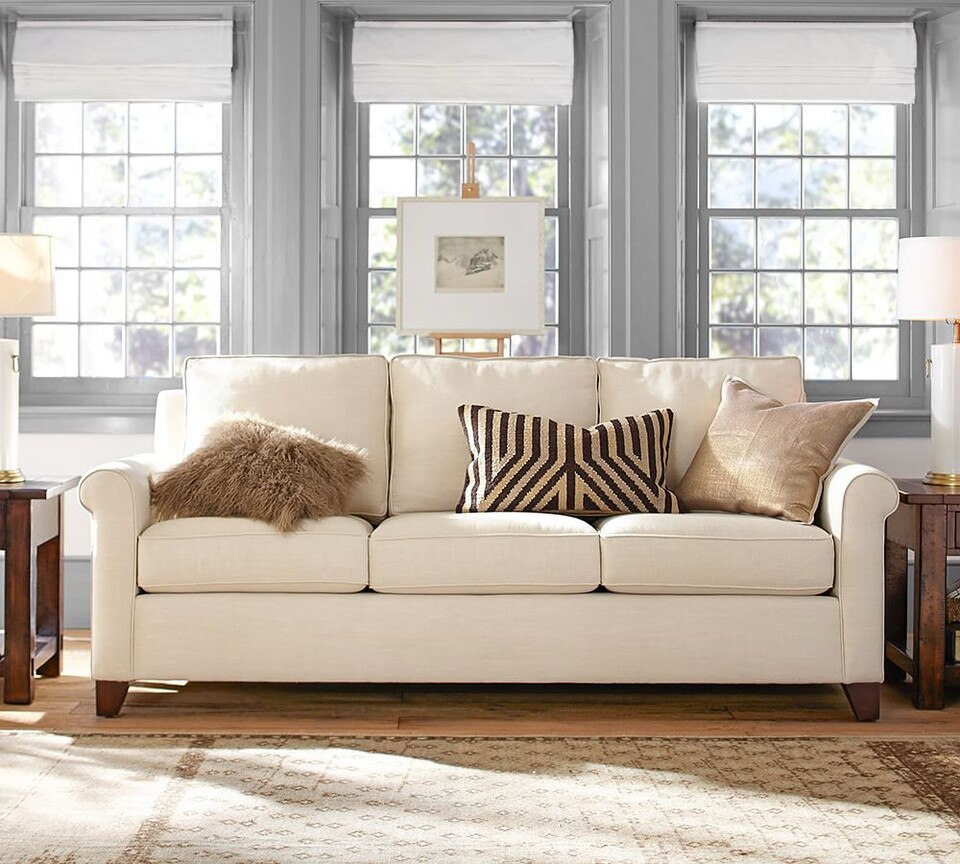 Cameron Upholstered Sofa Oatmeal (224 cm) Pottery Barn Australia
